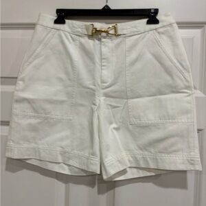 Ralph Lauren White Women's Shorts with Gold Accent